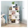 360-degree Rotating Bookshelf Shelf, Simple Household Space-Saving Bookcase Student Floor-to-Ceiling Small Bookshelf MINGPING (Size : 4 Layers White 46x46x129cm) view 3