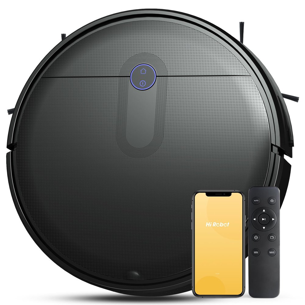 DOITION L100 Robot Vacuum Cleaner with Smart Navigation, 2500 Pa Suction, Powerful Robot Vacuum for Pet Hair, Hard Floor, Carpet, Auto-Recharge, APP Control, Voice Control, Black