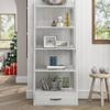 24/7 Shop at Home Auxvasse Transitional 5 Shelves Wood Open Back Bookcase with Felt-Lined Drawer for Living Room, Home Office, Bedroom, White view 4