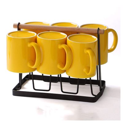 HASMI Coffee Cup Household Ceramic Mugs Coffee Cups in The Living Room With Shelves Party Drink Cups Personalized Milk Cups Very Suitable For Multi-person Gatherings Tea Cup (Color : Yellow)