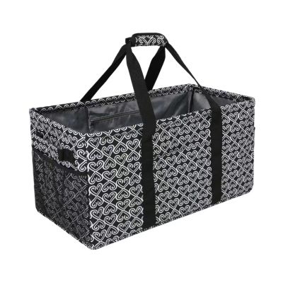 Joyfol Day Extra Large Utility Tote Bag, Reusable Grocery Bags Foldable,Upgraded Metal Frame, With Sturdy Handles Reinforced Bottom Heavy Duty Oxford Fabric Moving Shopping Bags, Heart Black