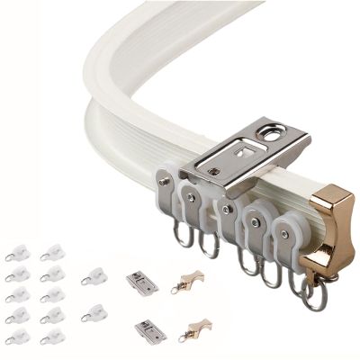 Ceiling Curtain Track Flexible Curtain Rail Rods Mount Bendable Ceiling Mounted Curtain Track Wall Mount Curtain Track Rod Set, Hanging Wire Curtain Track Hospital Curtain Track System (Color : White