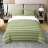 100% Cotton Green Stripe Bedding Set Full Striped Duvet Cover for Kids Boys Girls Teens Adult Farmhouse Horizontal Stripes Geometric Lines Comforter Cover Ticking Stripes Gothic Quilt Cover view 3