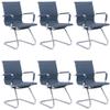 BESTANO Office Guest Chairs Reception Chairs Waiting Room Chairs Set of 6 Conference Room Chair with Mid Back, Modern PU Leather Desk Chairs, Navy view 1