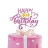 MINUET MINUTE Pink Glitter Happy 39th Birthday Cake Topper, 1 x 6.3" x 3.5" Pink Glitter Cardboard & Wooden Stick Topper for 39th Birthday Party Decor view 1