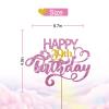 MINUET MINUTE Pink Glitter Happy 39th Birthday Cake Topper, 1 x 6.3" x 3.5" Pink Glitter Cardboard & Wooden Stick Topper for 39th Birthday Party Decor view 2