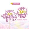 MINUET MINUTE Pink Glitter Happy 39th Birthday Cake Topper, 1 x 6.3" x 3.5" Pink Glitter Cardboard & Wooden Stick Topper for 39th Birthday Party Decor view 3