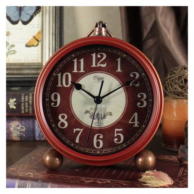 HASMI Alarm Clock Vintage Retro Analog Alarm Clock, Super Silent Non Ticking Small Clock, Battery Operated, Simply Design, for Living Room, Bedroom, Bedside, Desk Bedside Clock (Color : 1)