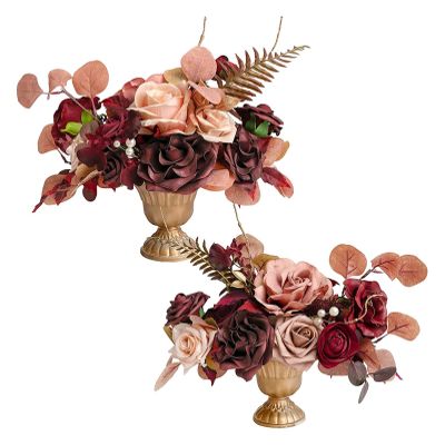 Flower Balls Arrangement Bouquet - 2 Pcs White Rose Fake Flowers Balls for Centerpieces Tables, Artificial Wedding Flowers for Wedding Aisle Decor