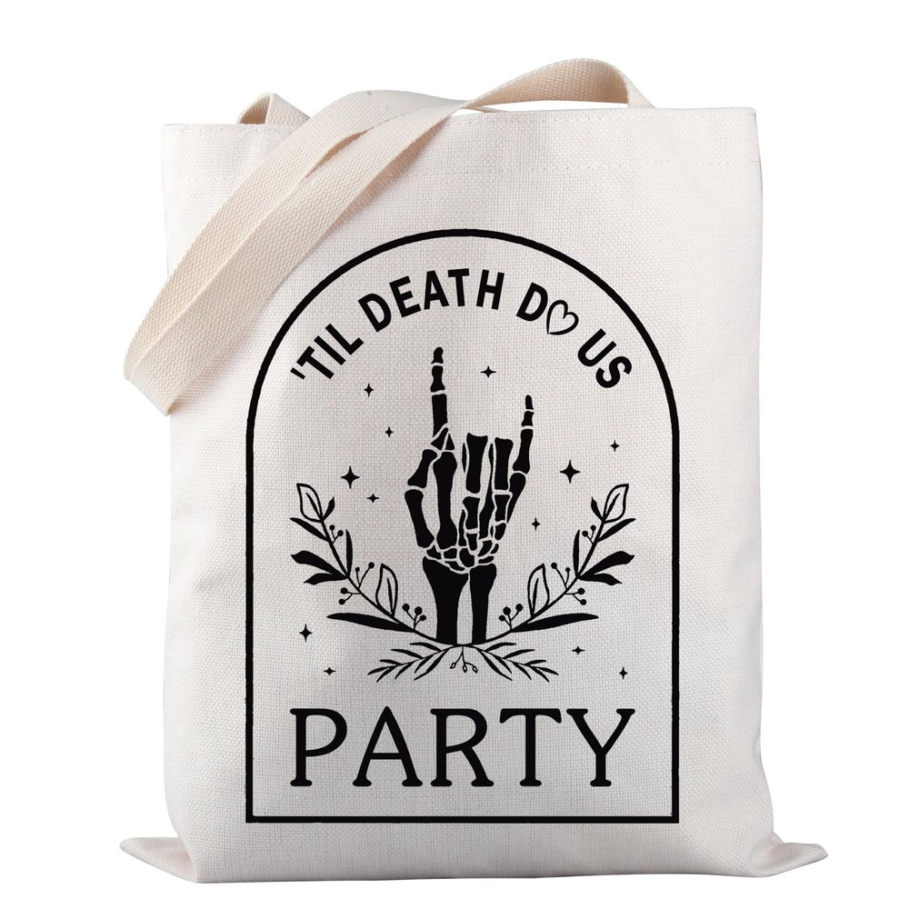 PWHAOO Bride and Bridesmaids Tote Bag Bride Or Die Tote Bag Bride Or Die Bachelorette Party Gift Bridal Party Gift (DEATH DO US PARTY TOTE)