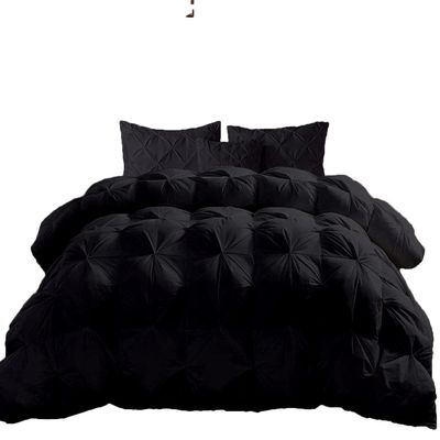 Box Stitched 1000-TC Pinch Pleated Down Alternative Comforter Alaskan king 120 X 136 Inches 1pc Comforter & 2 pcs Pillow Covers, 700 GSM & All Side Corner Tabs 100% Egyptian Cotton (Color - Black)