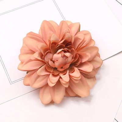 20pcs Dahlia Artificial Silk Flowers Heads for Wedding Decoration Rose DIY Wreath Scrapbooking Craft Fake Flower,Orange