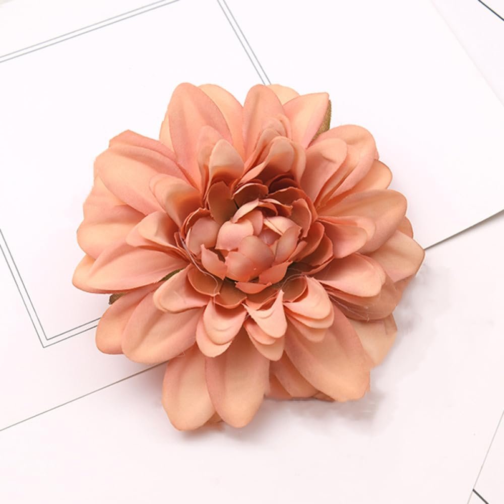 20pcs Dahlia Artificial Silk Flowers Heads for Wedding Decoration Rose DIY Wreath Scrapbooking Craft Fake Flower,Orange