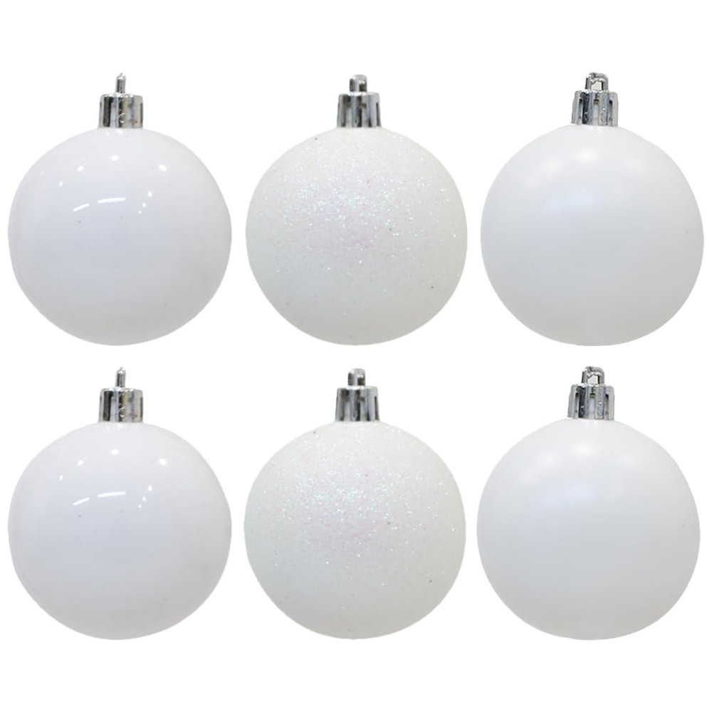 6Pcs Christmas White Snowball 40mm Novelty Ball Ornament Shatterproof Plastic Glittering Bauble for Xmas Tree Hanging Decor, Winter Wedding Party Decorations (White)