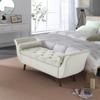 PEIHONGET Velvet Storage Bench for Bedroom End of Bed with 2 Pillow, Upholstered Button Tufted Storage Ottoman Bench Footstool Rolled Arm Solid Wood Legs for Entryway Living Room Dining Room (Beige) view 1