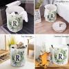 Watercolor Large Laundry Basket,Collapsible Bag with Easy Carry Handles,16.5x17in Waterproof Foldable Freestanding Hamper,Washing Bin Clothes Storage Round Monogrammed R Eucalyptus Flower Plant view 4