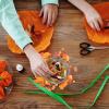 6 Pack Fall Candle Ring, Halloween Ring, Fall Floral Pillar Ring with Maple Leaf and Pumpkin, Artificial Mini Maple Leaf Wreath Candle Wreath Fall Ready Centerpieces or Farmhouse Table Decor(6PCS) view 3