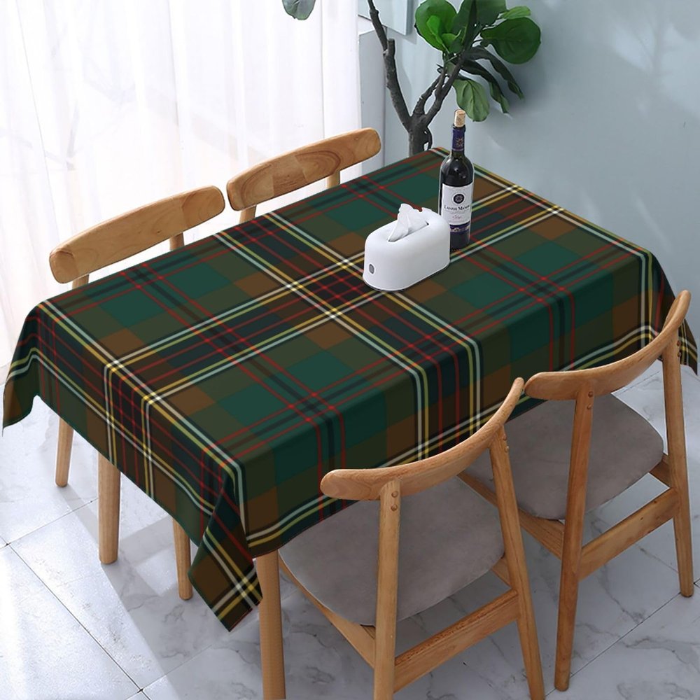 DKJlitter Tablecloth Rectangle Brown and Green Plaid Murphy Tartan Polyester Fabric Table Cloth, Water Resistant & Wrinkle Free Table Cover for Kitchen and Dining Room Tabletop 54"x72" (4-6 Seats)
