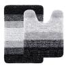 Arotive Microfiber Bathroom Accessories, Bath Rug Size 24x16 and Toilet Rugs Size 24x20 in Black, 2 Item Bundle view 1