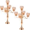 Dandat 2 Pack 5 Arms Gold Candelabra Centerpiece with Crystal Pendant 26 Inch Tall Floor Chandelier Beaded Candle Holder Table Centerpieces Wedding Party Dinner Formal Event view 1