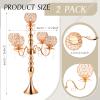Dandat 2 Pack 5 Arms Gold Candelabra Centerpiece with Crystal Pendant 26 Inch Tall Floor Chandelier Beaded Candle Holder Table Centerpieces Wedding Party Dinner Formal Event view 2