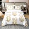 jejeloiu Pineapple Duvet Cover 100% Cotton, Boho Exotic Style Bedding Cotton Duvet Cover Set,Fresh Pineapple Pattern Gold Yellow White Comforter Cover Set, Full Size view 1