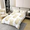 jejeloiu Pineapple Duvet Cover 100% Cotton, Boho Exotic Style Bedding Cotton Duvet Cover Set,Fresh Pineapple Pattern Gold Yellow White Comforter Cover Set, Full Size view 2