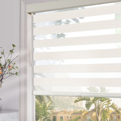 Persilux Cordless Zebra Blinds for Windows (24" W x 72" H, Beige) with Upgraded Cassette Free-Stop Light Filtering Dual Layers Sheer Roller Shades Thermal Insulated Blinds for Office & Living Room