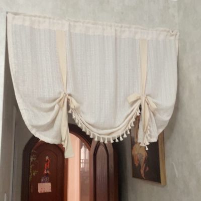 Lattice Tassel Kitchen Short Curtains, Solid Color Valance Decorate Curtains, Semi-Shading Cafe Tier Curtains, Nordic Style Bistro Closet Dustproof Small Curtains (Size : W150xH80cm/59x31in)