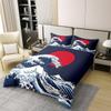 jejeloiu Japanese Wave Door Duvet Cover 100% Cotton Queen SizeOcean Wave Sunset Bedspread Cover Home Decor Sea Waves Comforter Cover Set Sea Wave Theme Comforter Cover Set Living Room Bedroom view 2