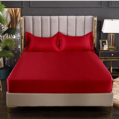 FCLDESHOP Bottom Sheet Soft,Solid Color Brushed Microfiber Deep Pocket Fitted Sheet, Summer Cool Box Spring Mattress Cover Pillowcase,red 1,160 * 200cm+25cm (3pcs)