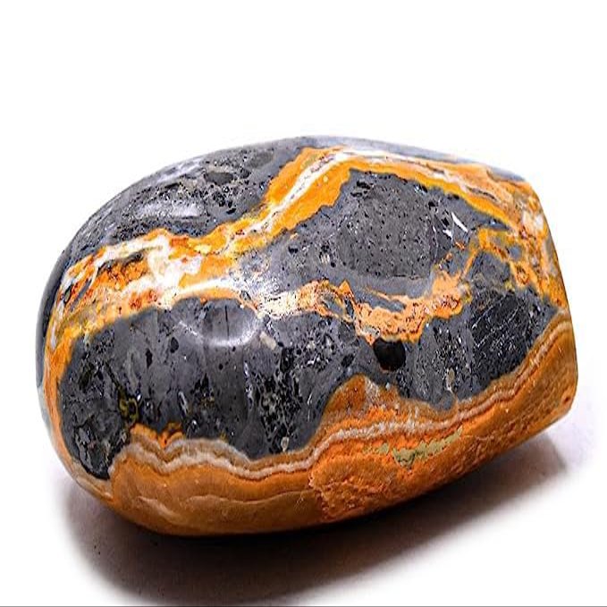 2.7" 135g Silverish Orange Bumble Bee Jasper Freeform Specimen Polished Natural Gemstone Crystal Mineral - Indonesia