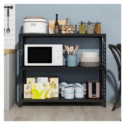 PFCDZDU Garage Storage Shelves, 3 Tier Commercial Adjustable Steel Shelving, Heavy Duty Waterproof Utility Rack Shelf Unit For Basement Pantry Warehouse (Color : Black, Size : 50x40x100cm)