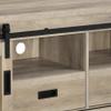 Benjara Sem 79 Inch TV Media Entertainment Console, Sliding Doors, 2 Drawers, Brown, Black view 3