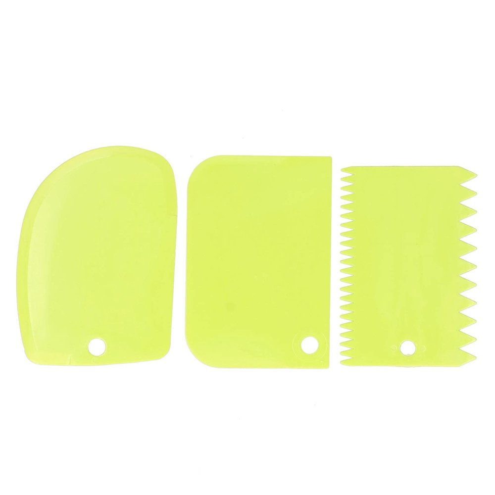 QANYEGN Set of 3 Cake Cream Scraper Cake Smoother, Dough Scraper, Bench Scraper, Dough Pasty Cuer, Kitchen and Baking Tool(green)