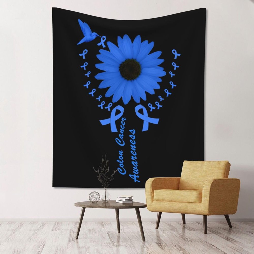 Colon Cancer Awareness Tapestry Wall Decor Tapestry Wall Hanging Home Decor Wall Blanket Dormitory Living Room Bedroom 60x51 Inch