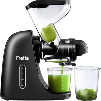 Fretta Juicer Machines, 3'' Wide Feed Chute Cold Press Juicer, Extractor de Jugos y Vegetales,High Juice Yield Masticating Juicers,BPA Free,Ideal Gift for Christmas and New Year