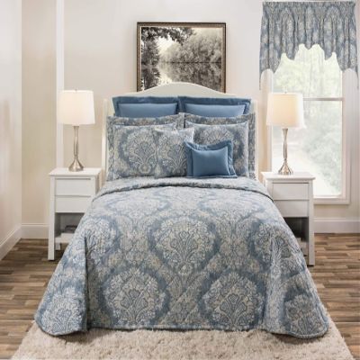 Thomasville At Home Alexandra Denim Bedspreads, King 118" Long x 120" Wide, Single Cotton Bedspread (1), Bedroom