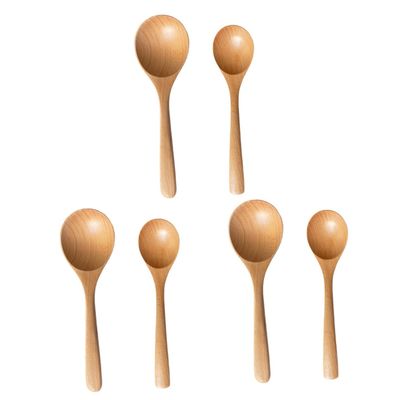Hemoton 6pcs Wooden Soup Spoons Japanese Style Beech Utensils for Cooking and Serving Ergonomic Design for Comfort and Easy Handling Kitchen Tools