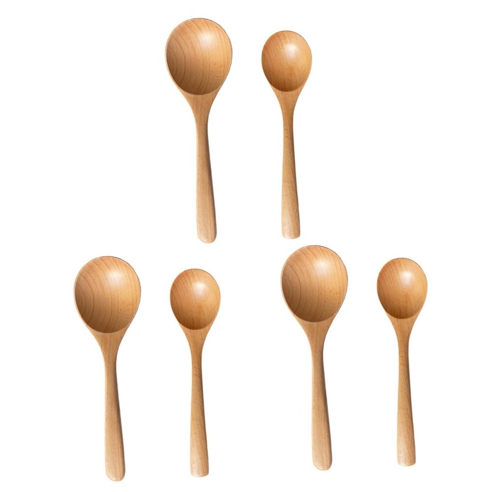 Hemoton 6pcs Wooden Soup Spoons Japanese Style Beech Utensils for Cooking and Serving Ergonomic Design for Comfort and Easy Handling Kitchen Tools
