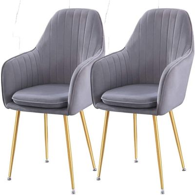 Modern Kitchen Dining Room Chairs Velvet Dining Chairs Set of 2 with Metal Feet Armrest Backrest Lounge Chair Cushion Removable and Washable (Color : Dark Gray)