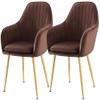 Modern Kitchen Dining Room Chairs Velvet Dining Chairs Set of 2 with Metal Feet Armrest Backrest Lounge Chair Cushion Removable and Washable (Color : Brown) view 1