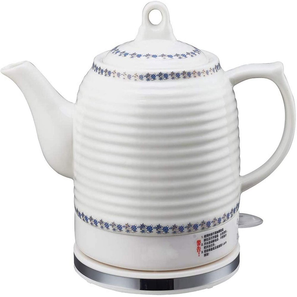 FairUo Kettles, Ceramic Electric Kettle Cordless Water Teapot, Teapot-Retro 1.3L Jug, 1000W Water Fast for Tea, Coffee, Soup, Oatmeal-Removable Base, Automatic Power Off,Boil Dry Protection-