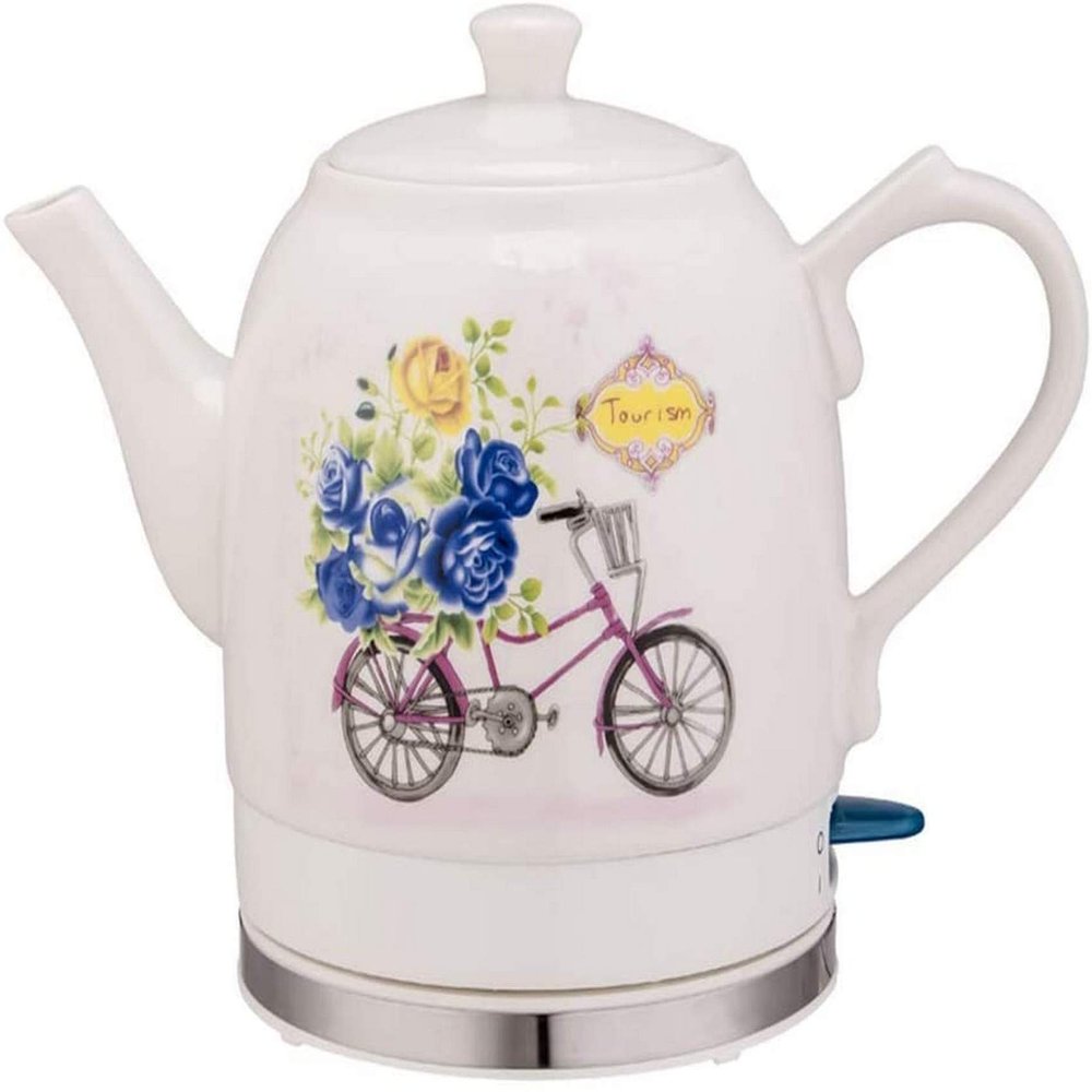 FairUo Kettles, Ceramic Electric Kettle Cordless Water Teapot, Teapot-Retro 1.5L Jug, 1000W Water Fast for Tea, Coffee, Soup, Oatmeal-Removable Base, Automatic Power Off,Boil Dry Protection/a