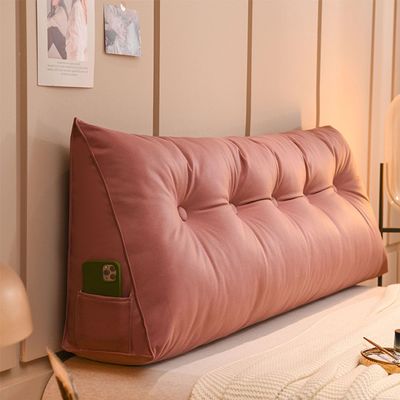 ZZYK Wedge Pillow Headboard Cushion,Triangular Bolster for Bed Rest Reading Pillows Large Backrest Pillows for Sitting in Bed Removable Cushion for Daybed Bed,Pink,23.6 inches/60 cm