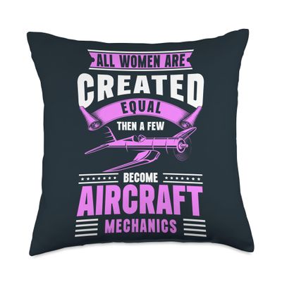 Aviation Mechanic Airplane Mechanic Female Aircraft Mechanic Throw Pillow