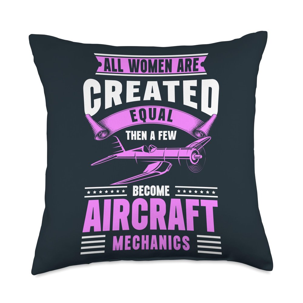 Aviation Mechanic Airplane Mechanic Female Aircraft Mechanic Throw Pillow