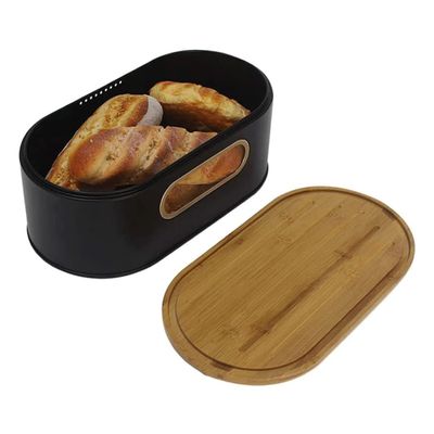 POCHY Fashion bread box Classic Bread Box Portable Large Capacity Bread Storage Bread Bin, Multifunctional Bamboo Cover Bread Holder exquisite