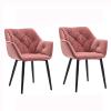 Modern Kitchen Dining Room Chairs Kitchen Dining Chairs Set of 2 Velvet Seat and Backrests for Office Lounge Dining Kitchen Bedroom (Color : Pink, Size : Black feet) view 1