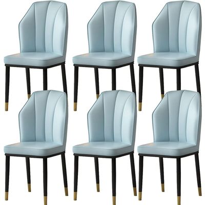 Kitchen Dining Room Furniture Chairs Modern Water Proof PU Leather Dining Chairs Set of 6 Side Chair with Metal Legs for Living Room Bedroom Kitchen Reception Chair (Color : Light Blue)